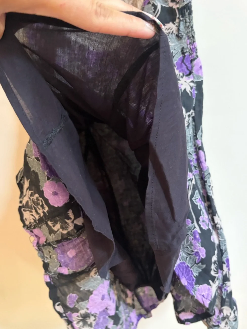 Free People Y2K Vintage Cotton Linen Purple Black Mini Dress Whimsigoth Cottage